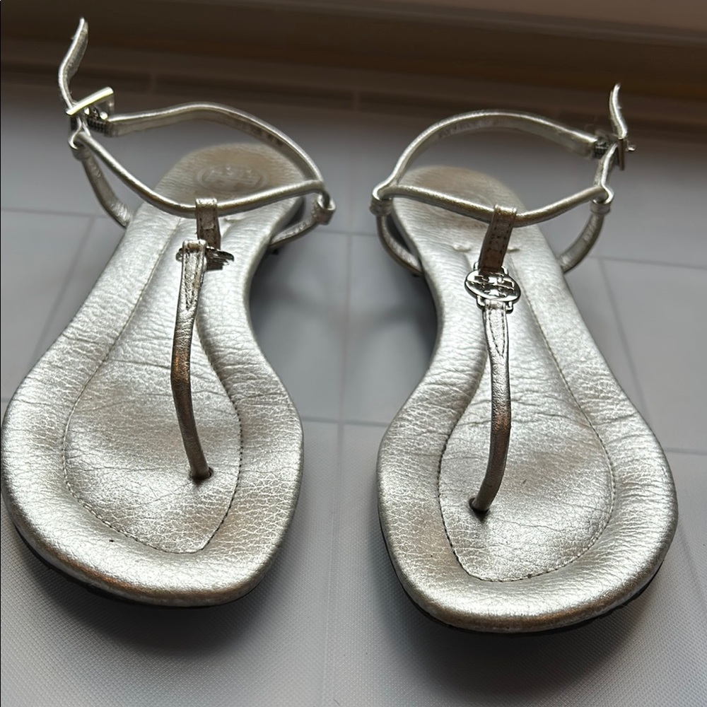 Tory Burch Silver Metallic Sandals